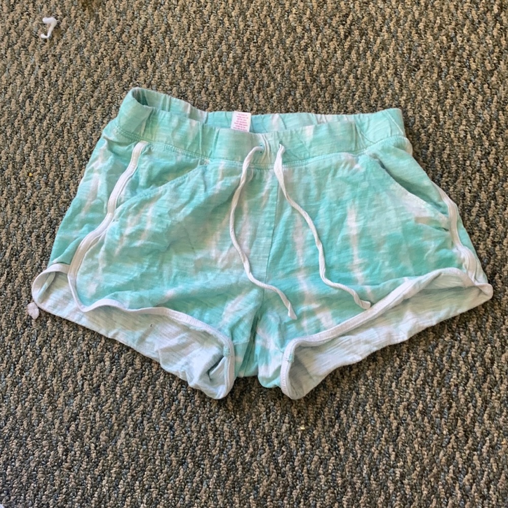 Teal and white justice shorts